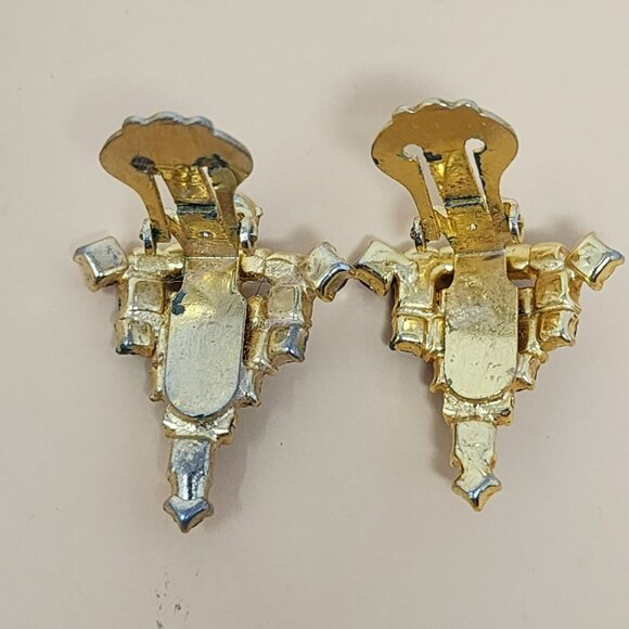 Vintage Warner Christmas Tree Rhinestone Brooch & Clip Earrings Set - Picture 4 of 8